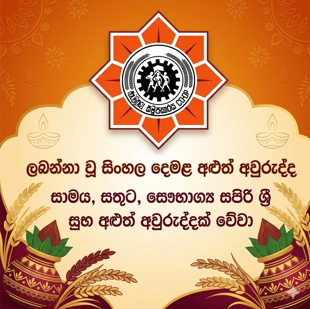 අළුත් අවුරුදු ගණුදෙනු සදහා 2026 අප්‍රේල් මස 15 වන බදාදා පෙරවරු 8 සිට සමුපකාර ග්‍රාමීය බැංකුව විවෘතයි... ඔබ සැමට සාමය, සතුට, සෞභාග්‍ය සපිරි ශ්‍රී සුභ අළුත් අවුරුද්දක් වේවා... !
